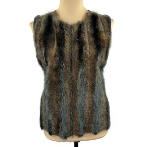 NOT FOR SALE Vintage Kikit Studios Maurice Sasson Faux Fur Vest Brown Size Small